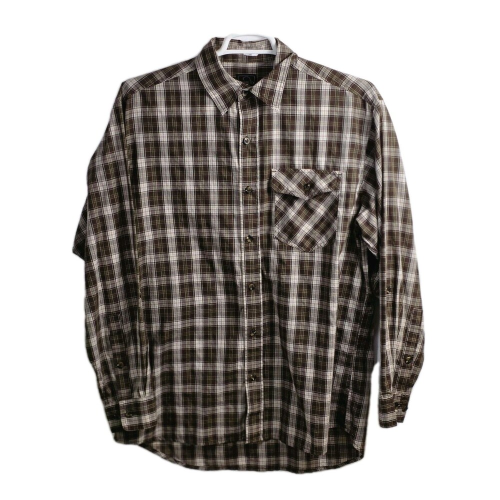 Red Head Men's Large Brown Multicolored Plaid Long Sleeve Button‎ Up Shirt